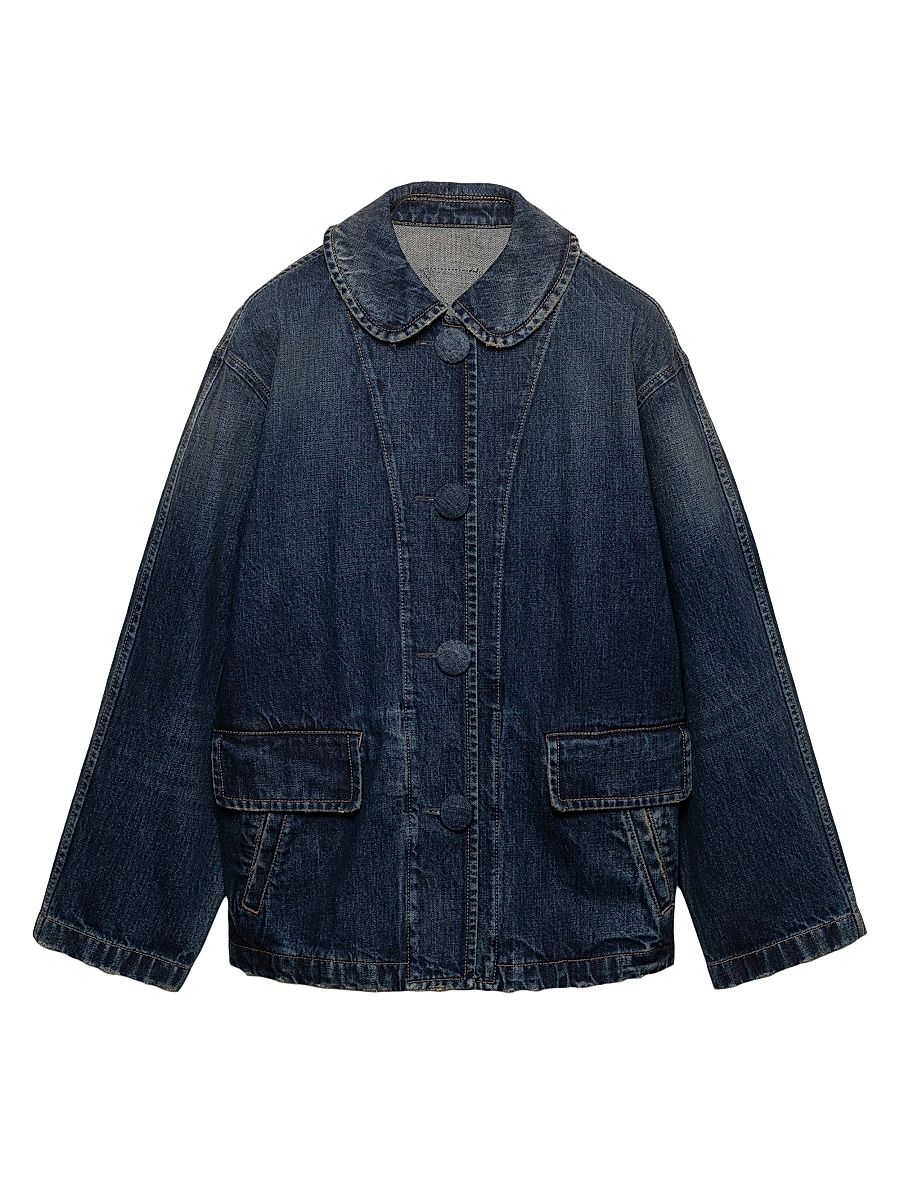 Women's Washed Denim Blouson Jacket - Blue - Size 10