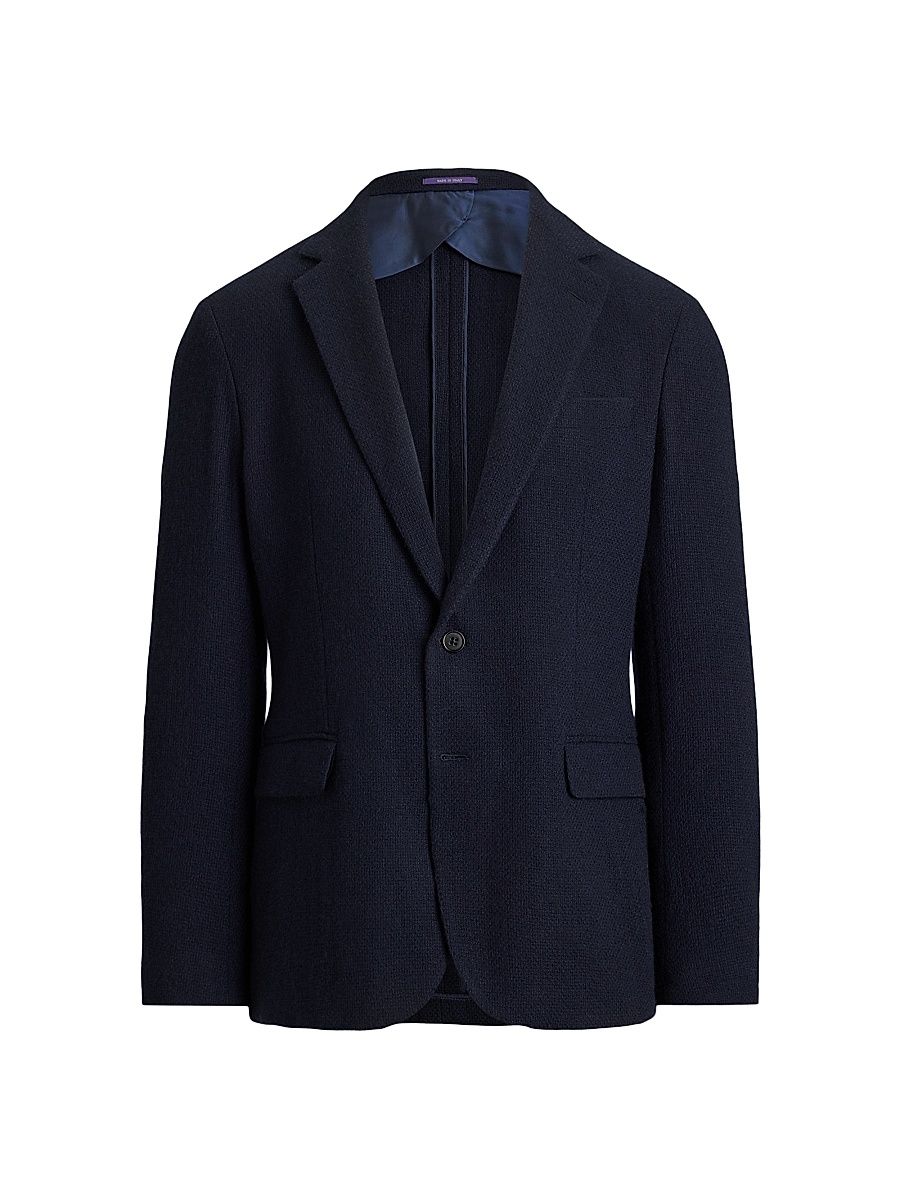 Men's Textured Open-Weave Cashmere Single-Breasted Blazer - Navy - Size 50