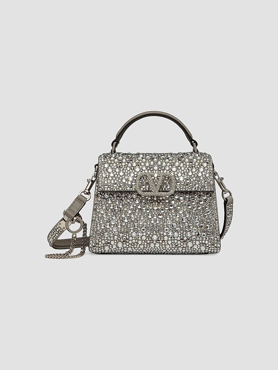 Valentino Women's Mini VSling Top Handle Bag with Sparkling Embroidery - Crystal
