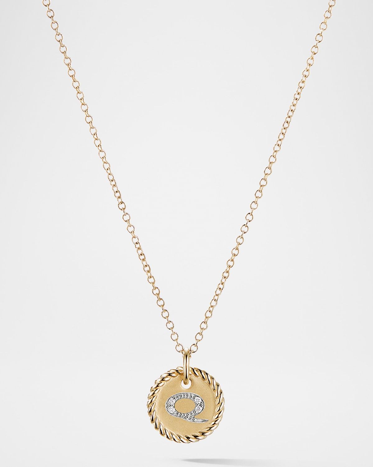 Cable Collectibles Initial Pendant Necklace with Diamonds in 18K Gold, 10mm, 16-18"L