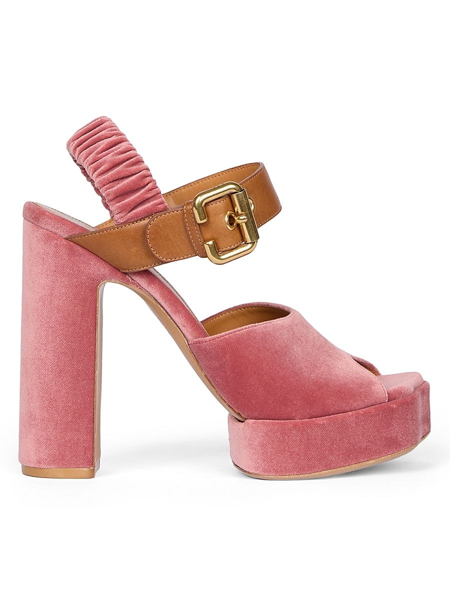 Women's Aria Buckled Velvet & Leather Heels - Raspberry Rose - Size 9