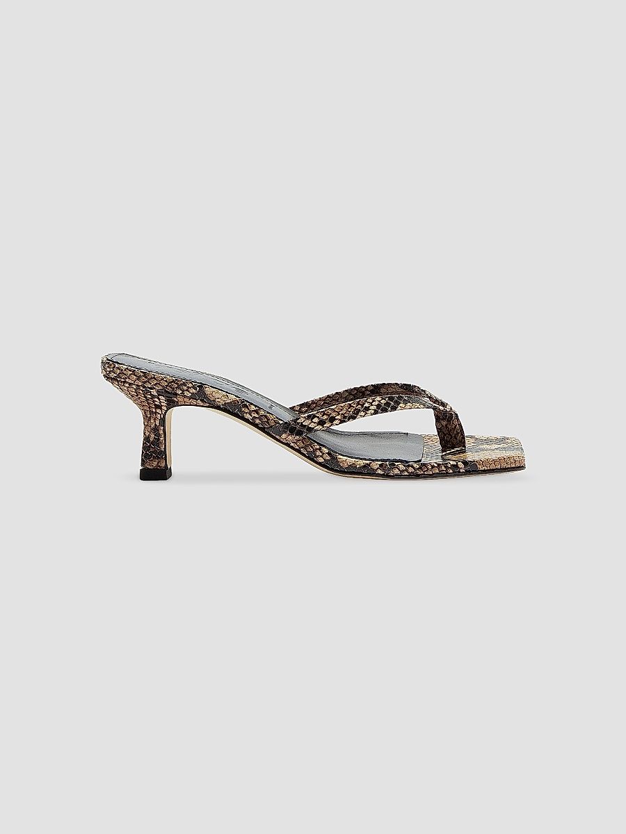 Women's Wilma Snakeskin-Embossed Leather Sandals - Hazelnut - Size 6