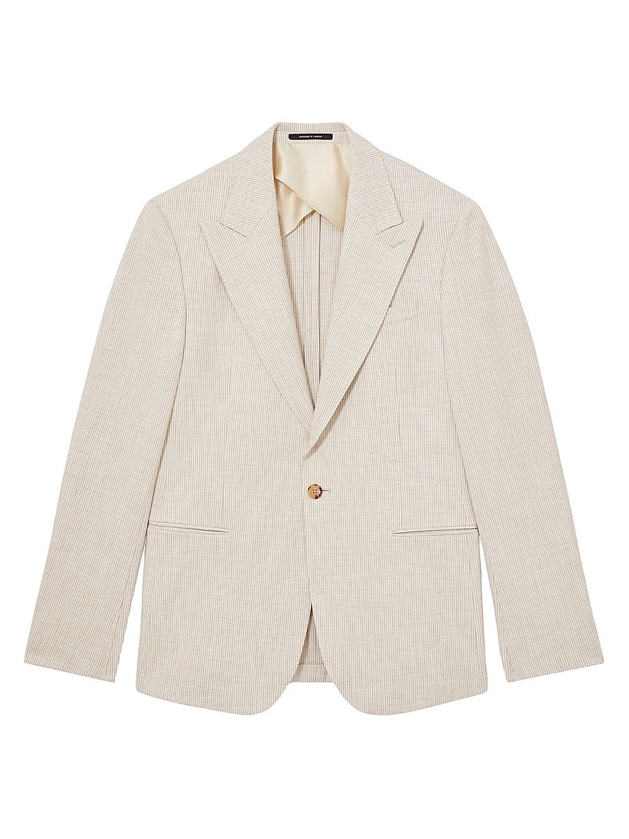Men's Kai Pinstriped Blazer - Oatmeal White - Size 40