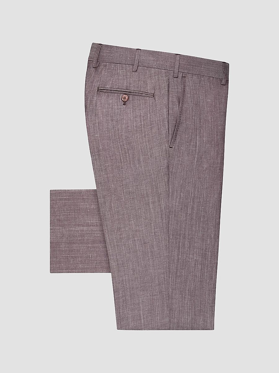 Stefano Ricci Men's Linen & Wool Slim-Fit Trousers - Grey Brown - Size 36