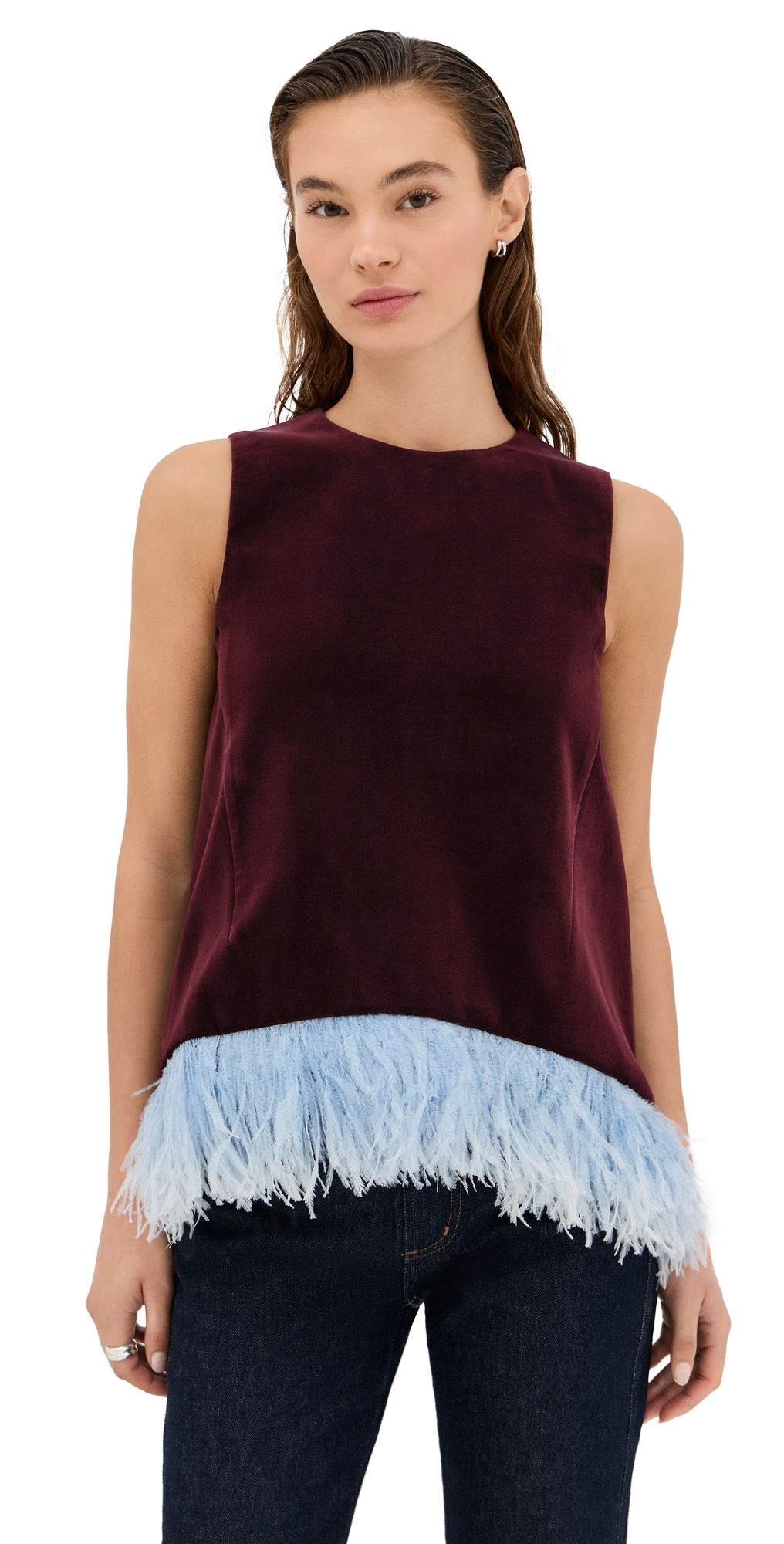 La DoubleJ La Scala Top with Feathers Solid XS
