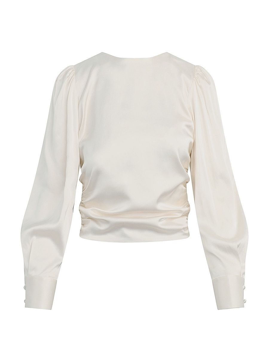 Women's The Marie Tie-Back Satin Blouse - Ecru - Size XS