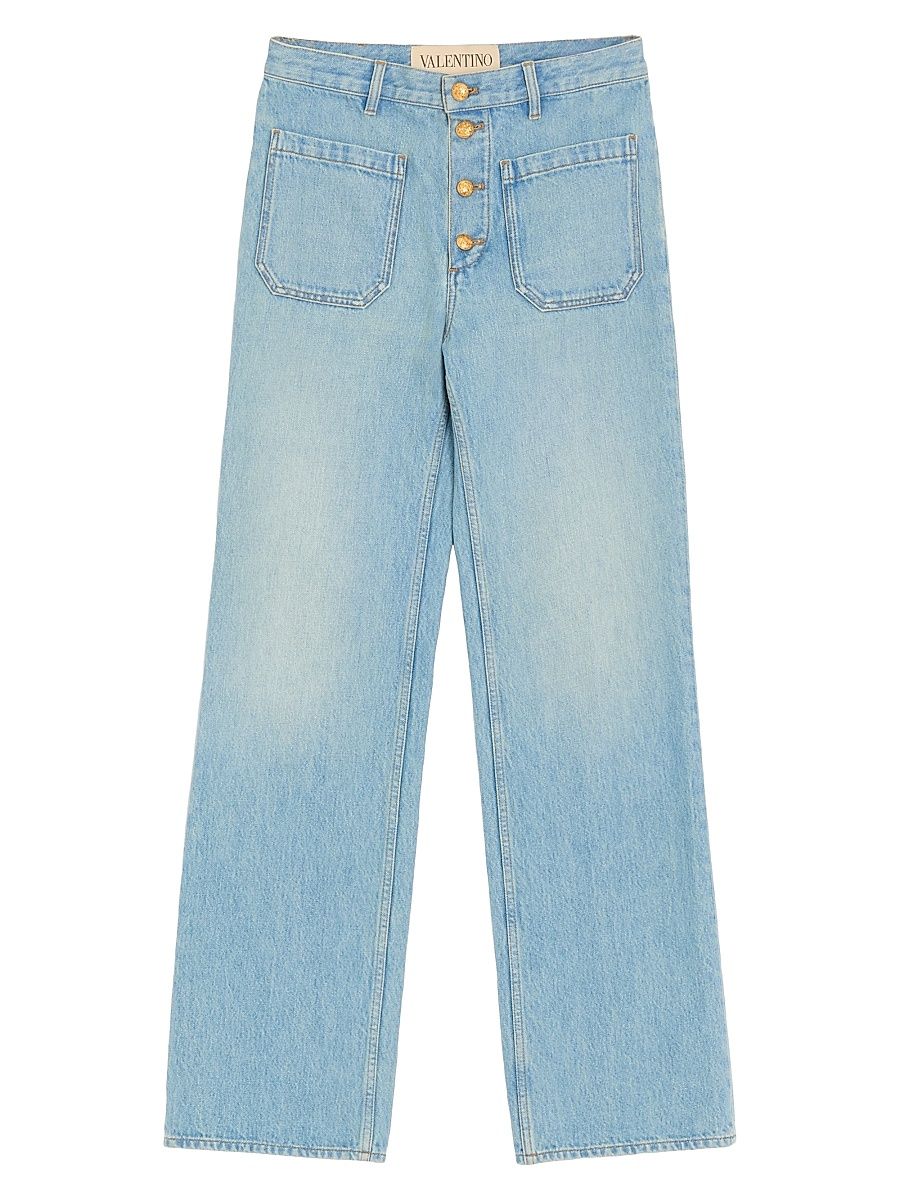 Men's Denim Jeans with Gold Buttons - Denim - Size 34