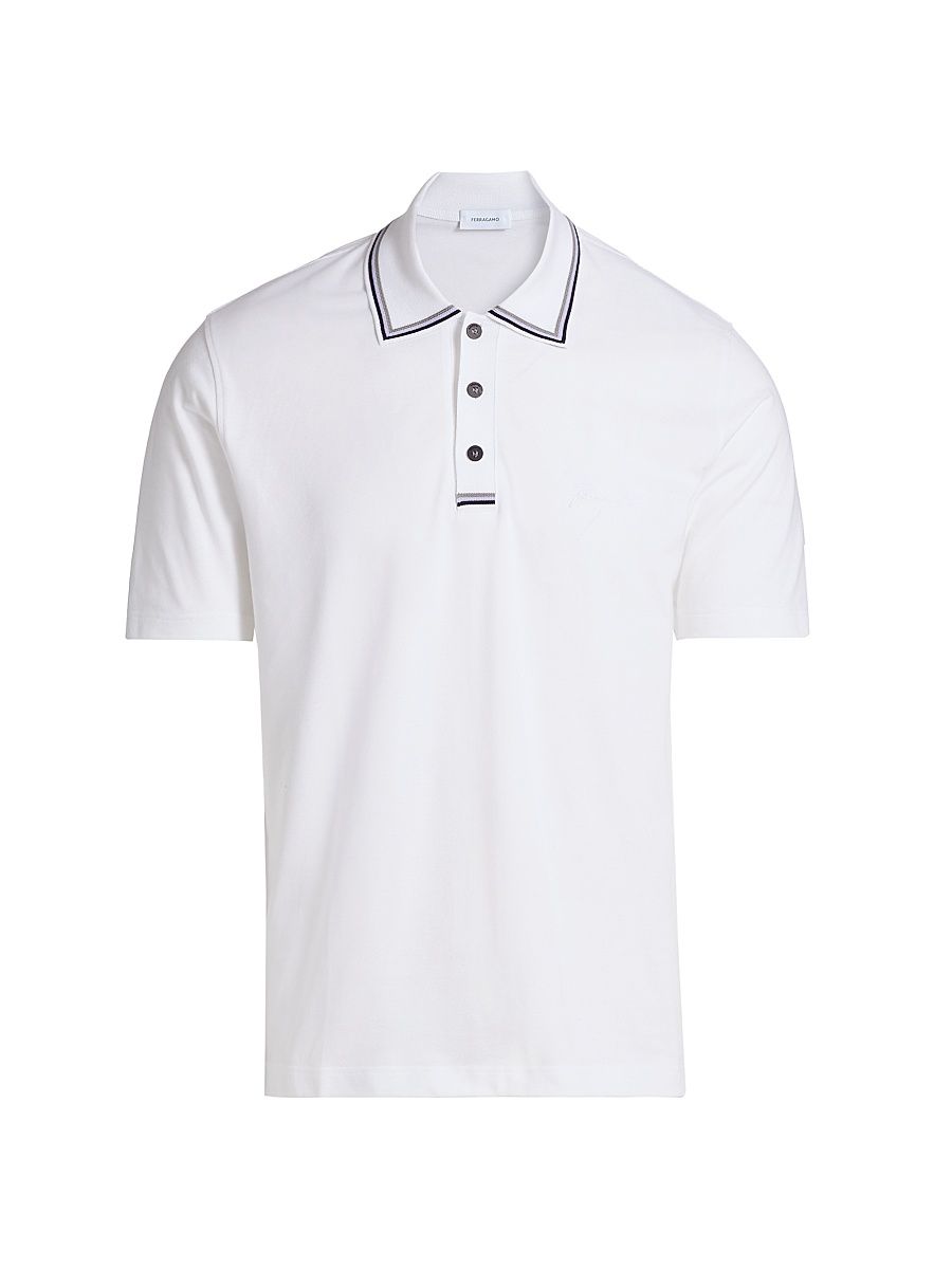 Men's Piqué Jersey Knit Polo Shirt - White - Size XL