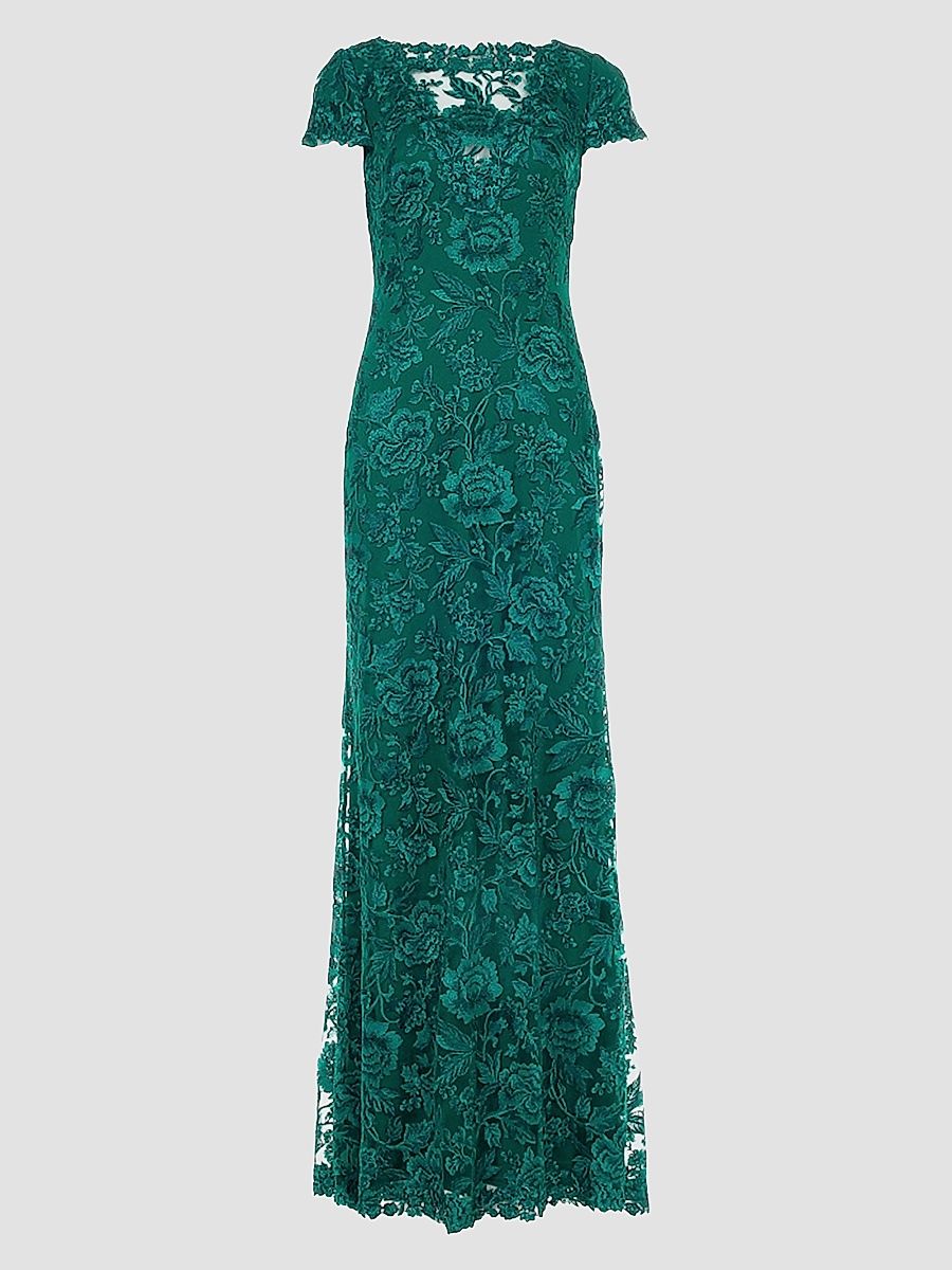 Women's Lace Column Gown - Malachite - Size 18