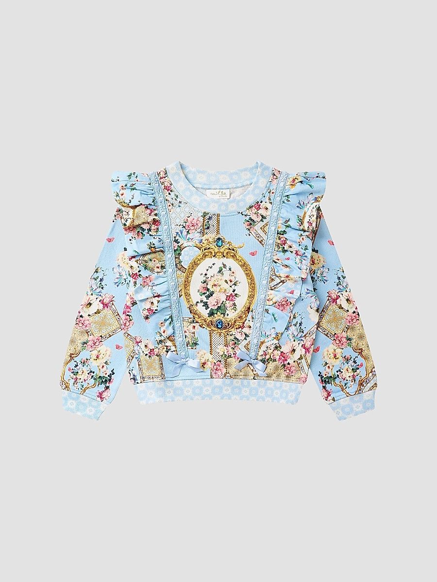 Little Girl's & Girl's Printed Ribbon Ruffled Sweatshirt - Sisisociety - Size 10