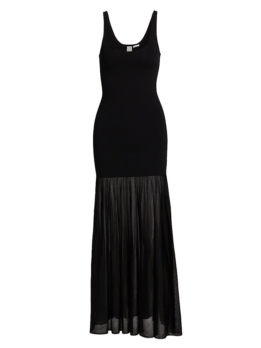 Women's Evening Plissé Tank Dress - Black - Size XL