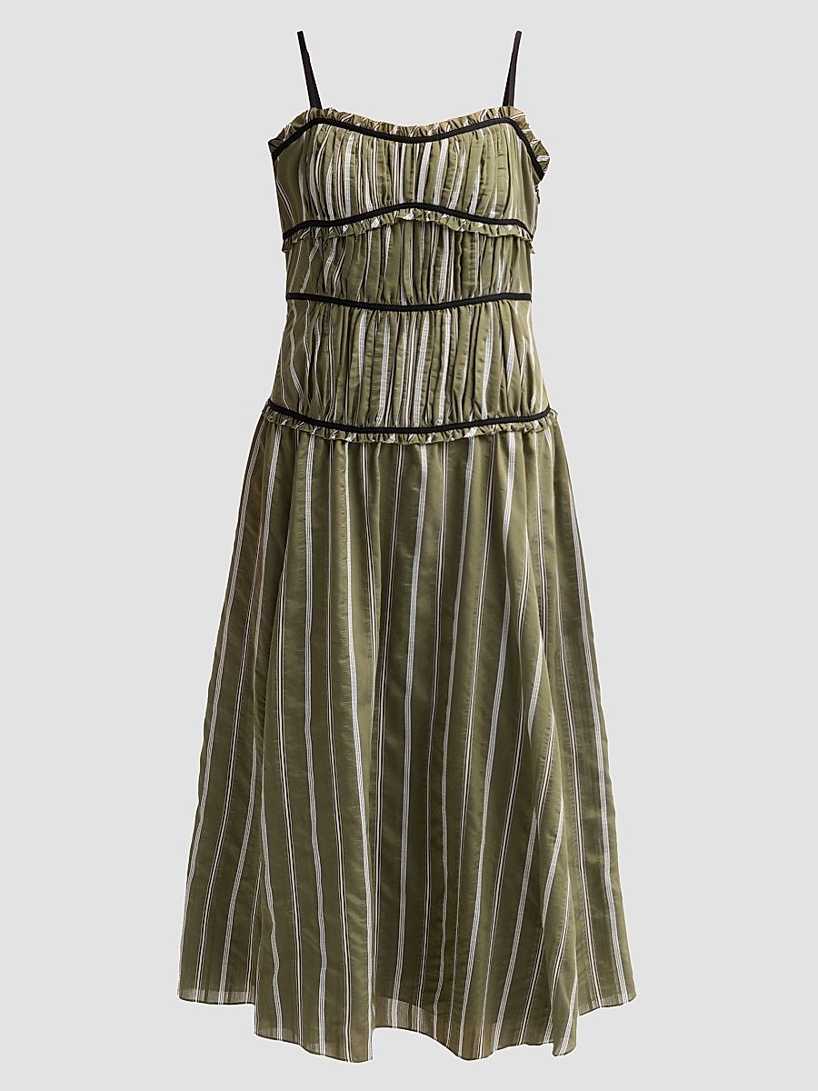 Women's Celia Tiered Dropwaist Midi Dress - Olive Noir - Size 12