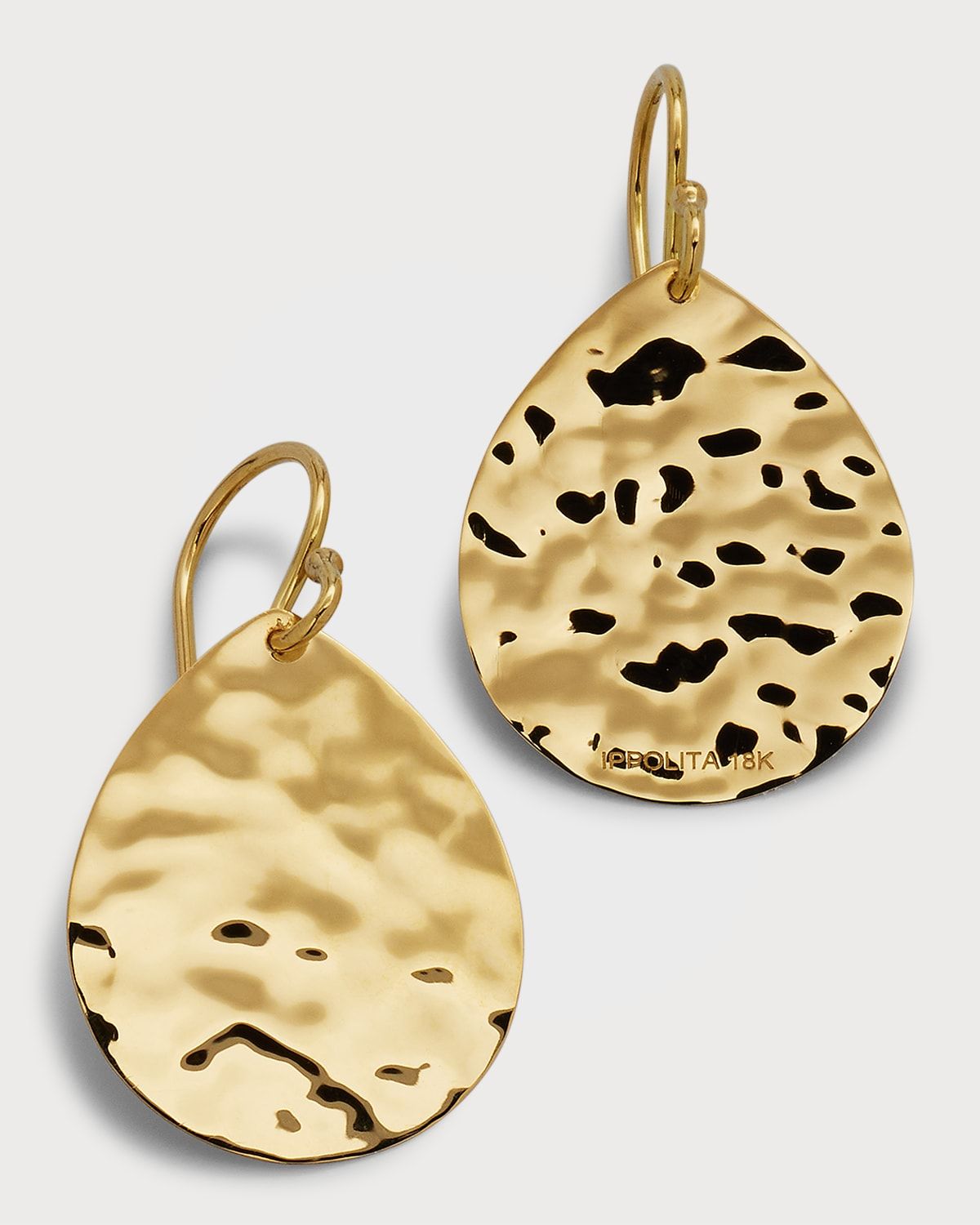 Large Crinkle Teardrop Earrings in 18K Gold