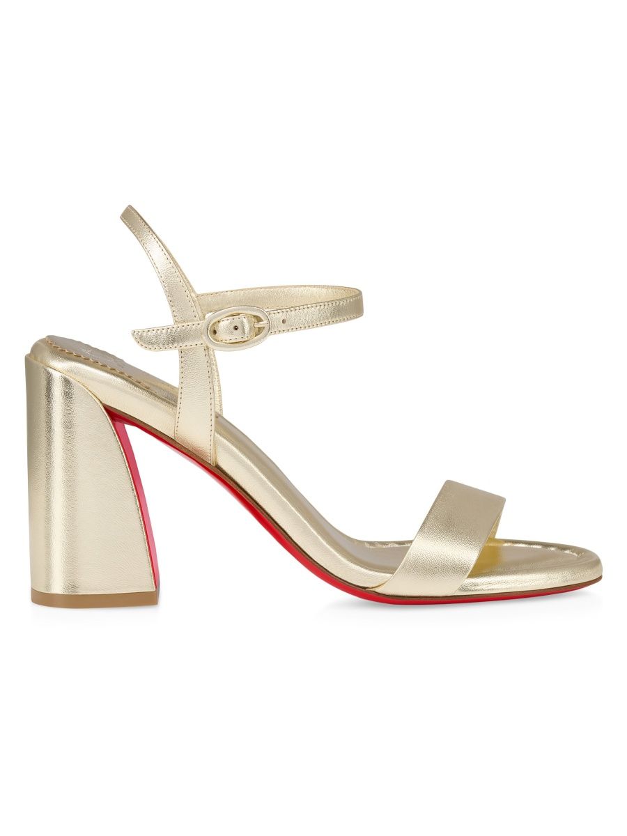 Christian Louboutin Women's Miss Jane 85MM Leather Sandals - Platine - Size 7