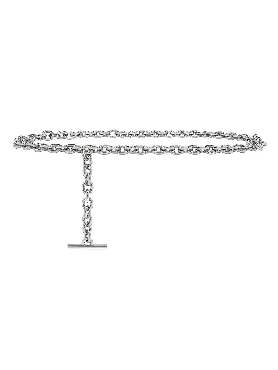Women's T-Bar Chain Belt - Shiny Silver