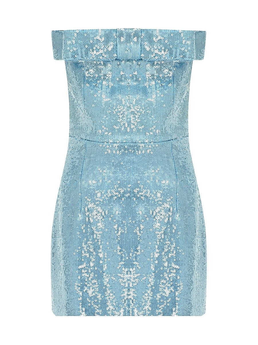Women's Sisu Sequined Bow Strapless Minidress - Sparkling Azure - Size 8