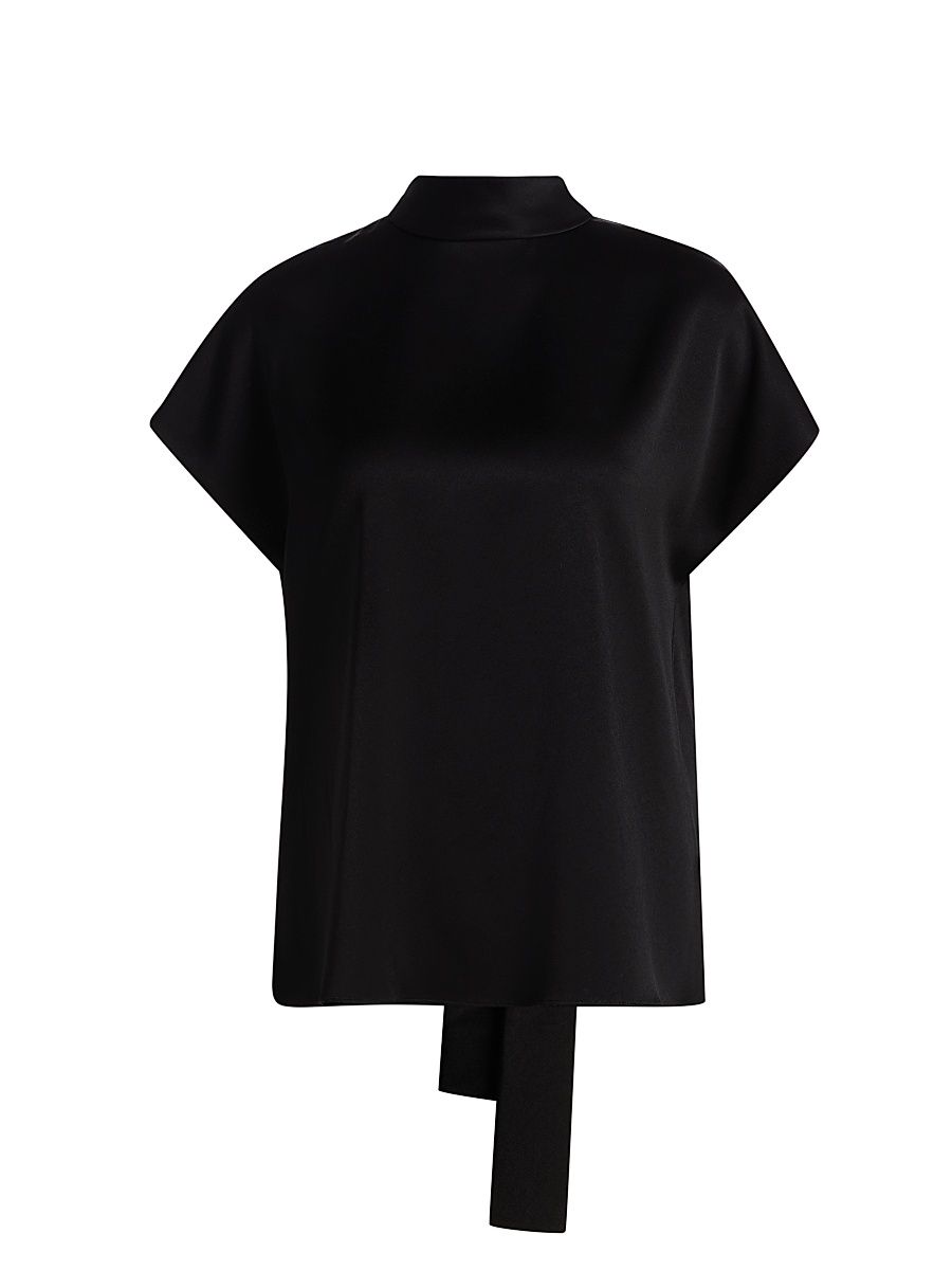 Women's Corey Tie-Detail Satin Blouse - Black - Size XXL