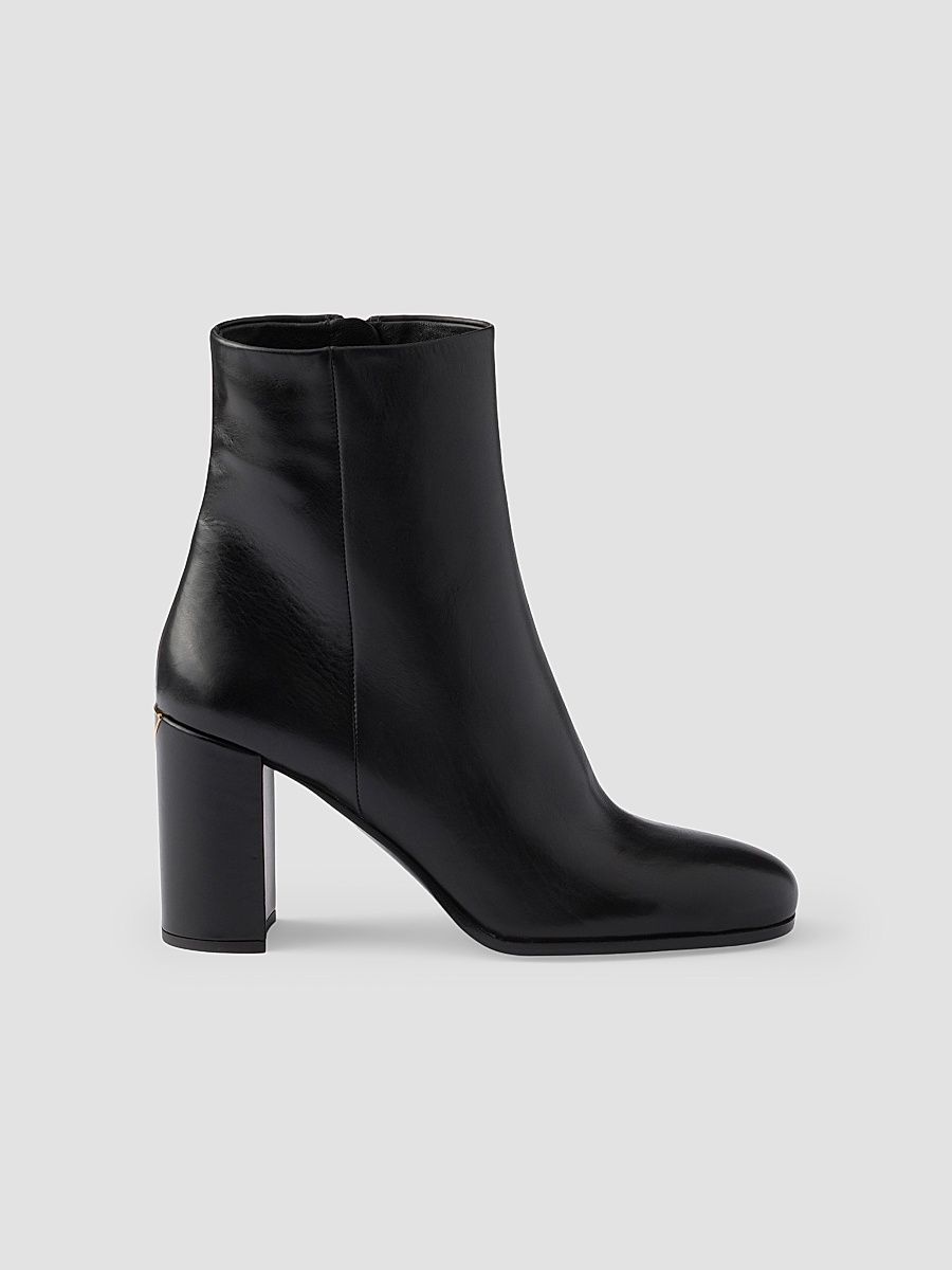 Women's Leather Booties - Black - Size 10.5