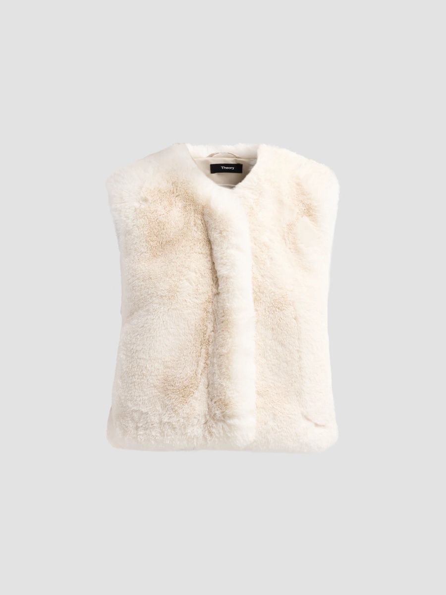 Theory Women's Faux Fur Vest - Ivory - Size XS