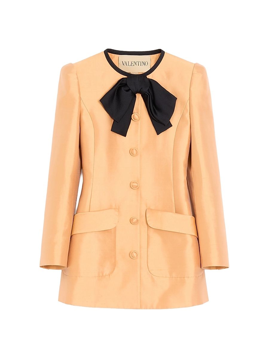 Women's Shantung Caban Coat - Melon Black - Size 4