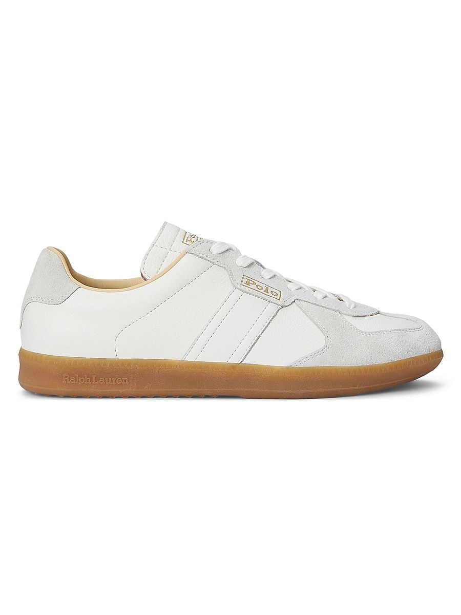 Men's Field Court 100 Leather-Suede Low-Top Sneakers - Deckwash White Bianco - Size 9