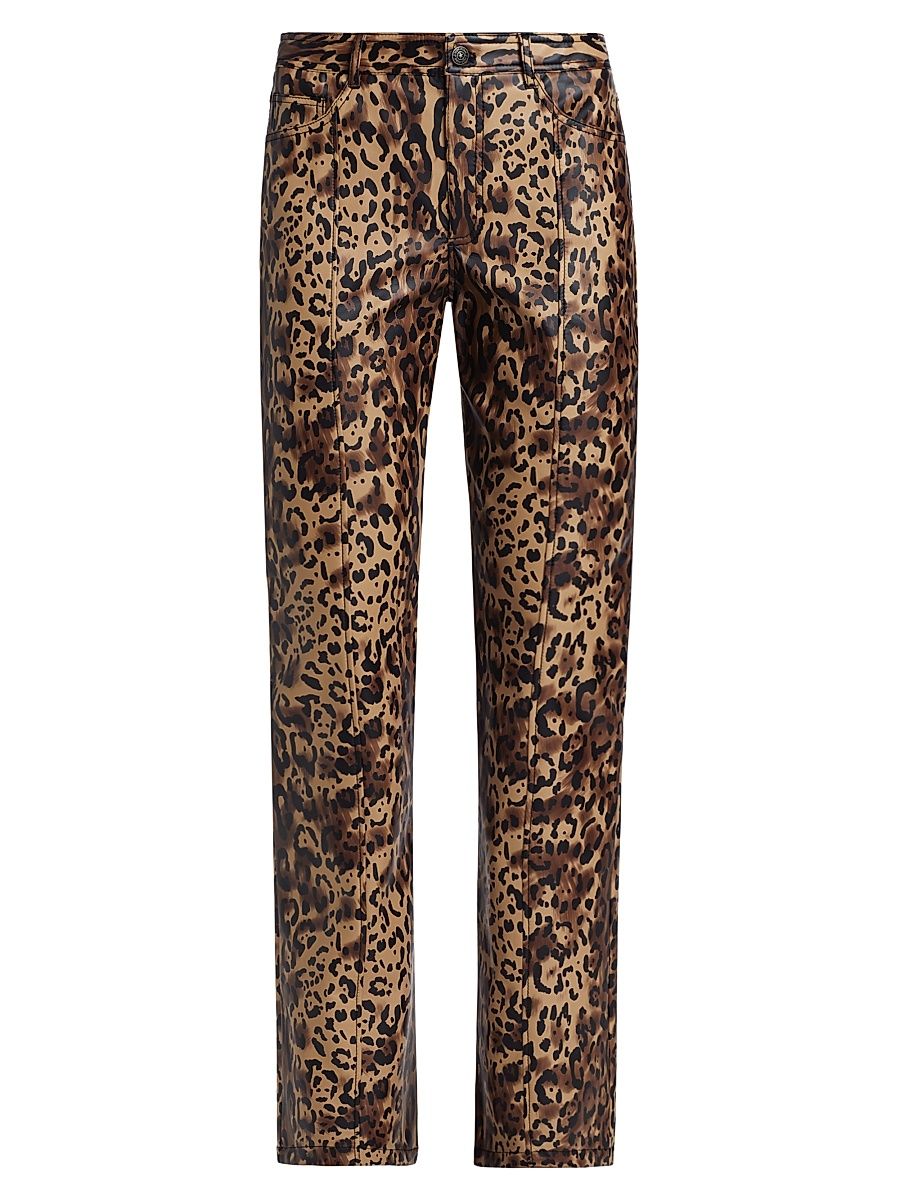 Women's Miller Leopard Faux-Leather Pants - Black Sahara - Size 4