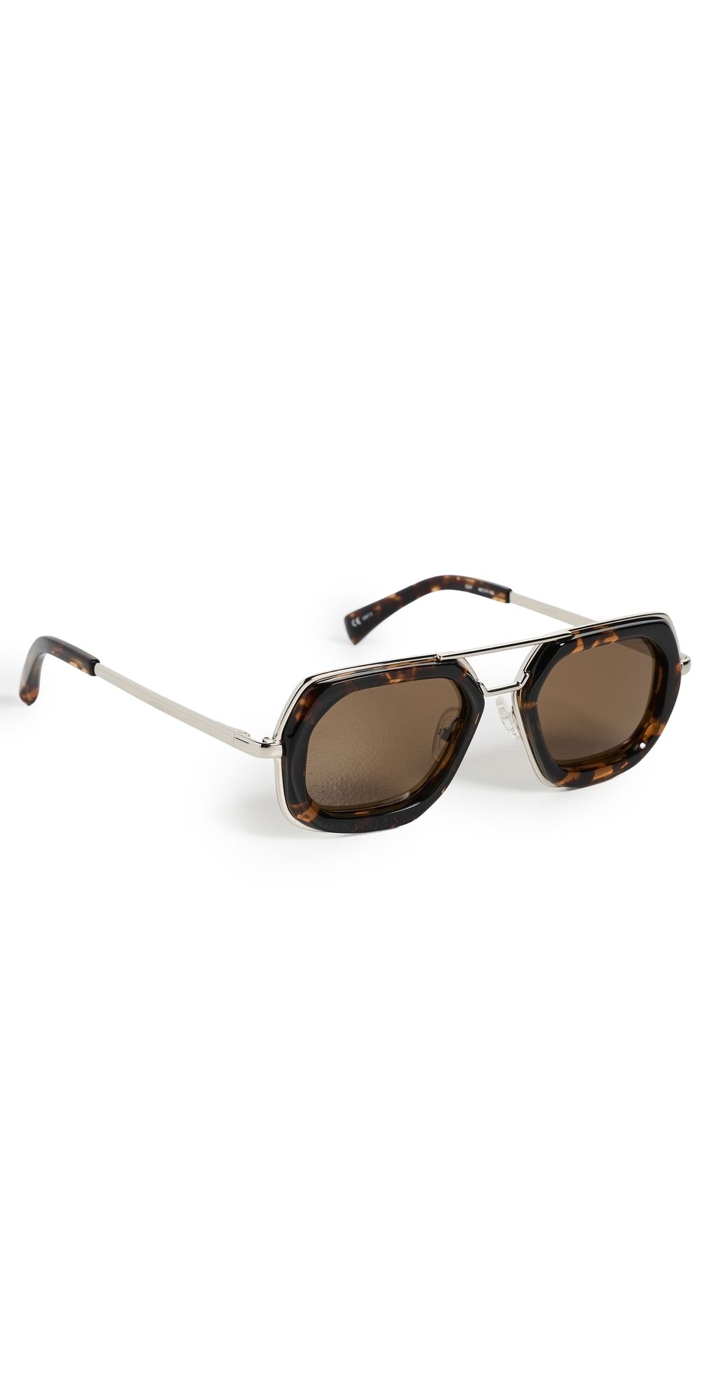 Dries Van Noten Aviator Sunglasses Silver/Rust Tshell/Brown One Size