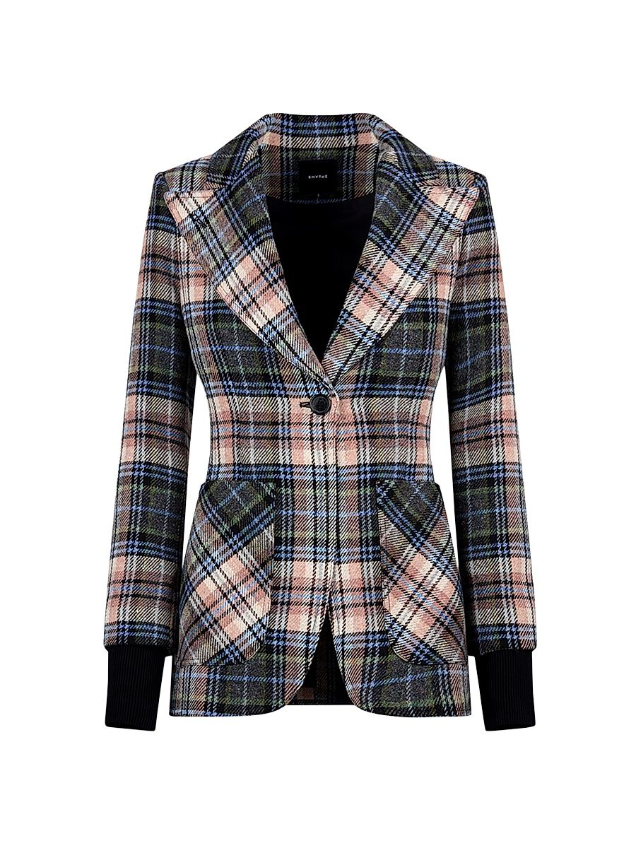 Women's Birken Plaid Ribbed-Cuff Blazer - Size 6
