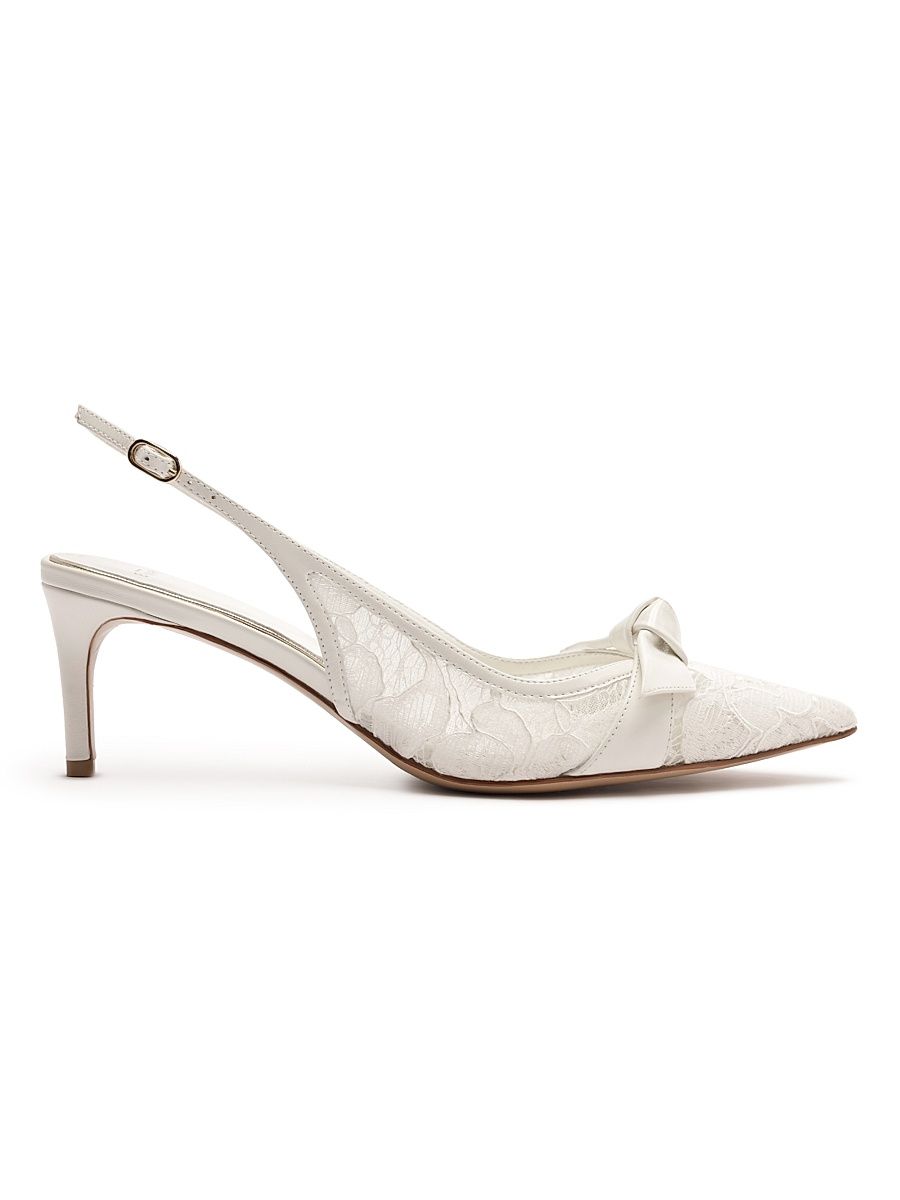 Women's Clarita Classic 60MM Lace Slingback Pumps - Off White Ivory - Size 7