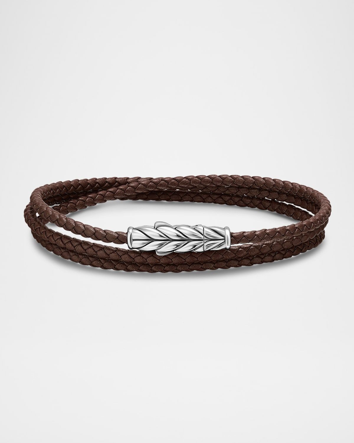 Men & apos;s Chevron Wrap Bracelet in Leather with Silver