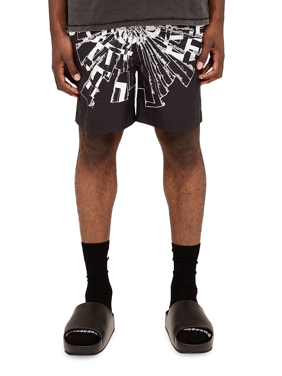 Men's Logo Graphic Swim Shorts - Black - Size Medium