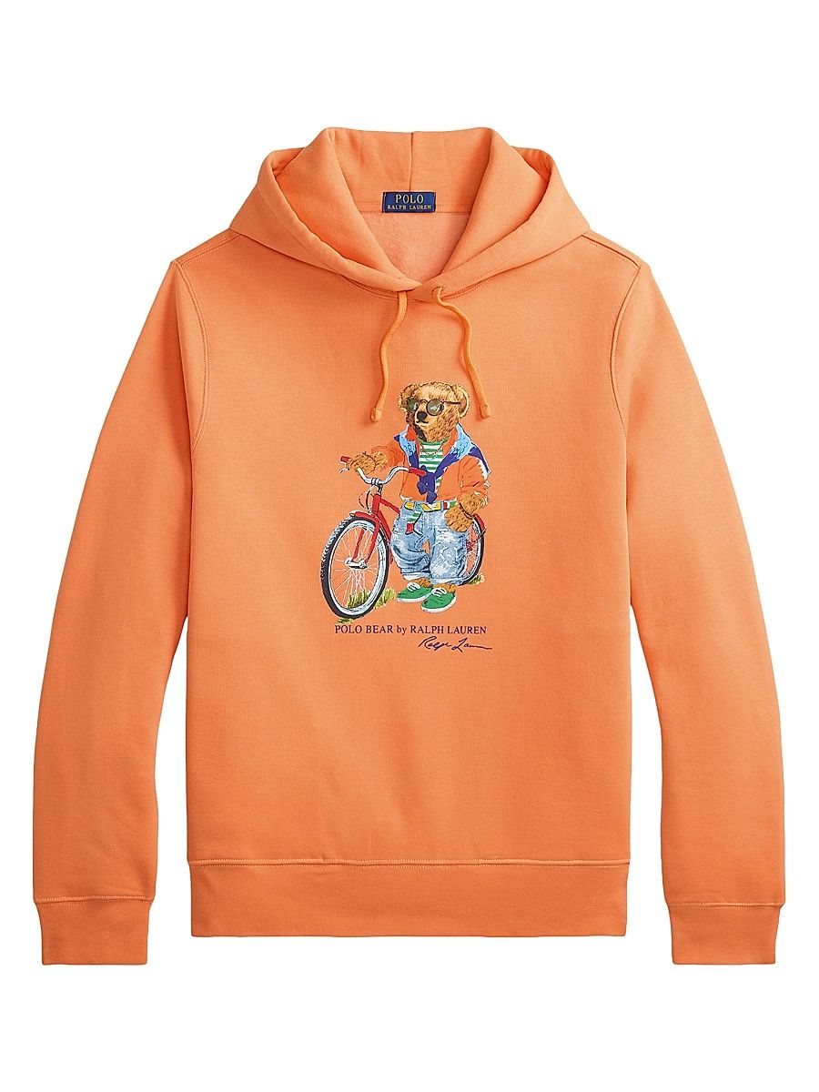 Men's Preppy Polo Bear Fleece Hoodie - Poppy Summer Bear - Size Large