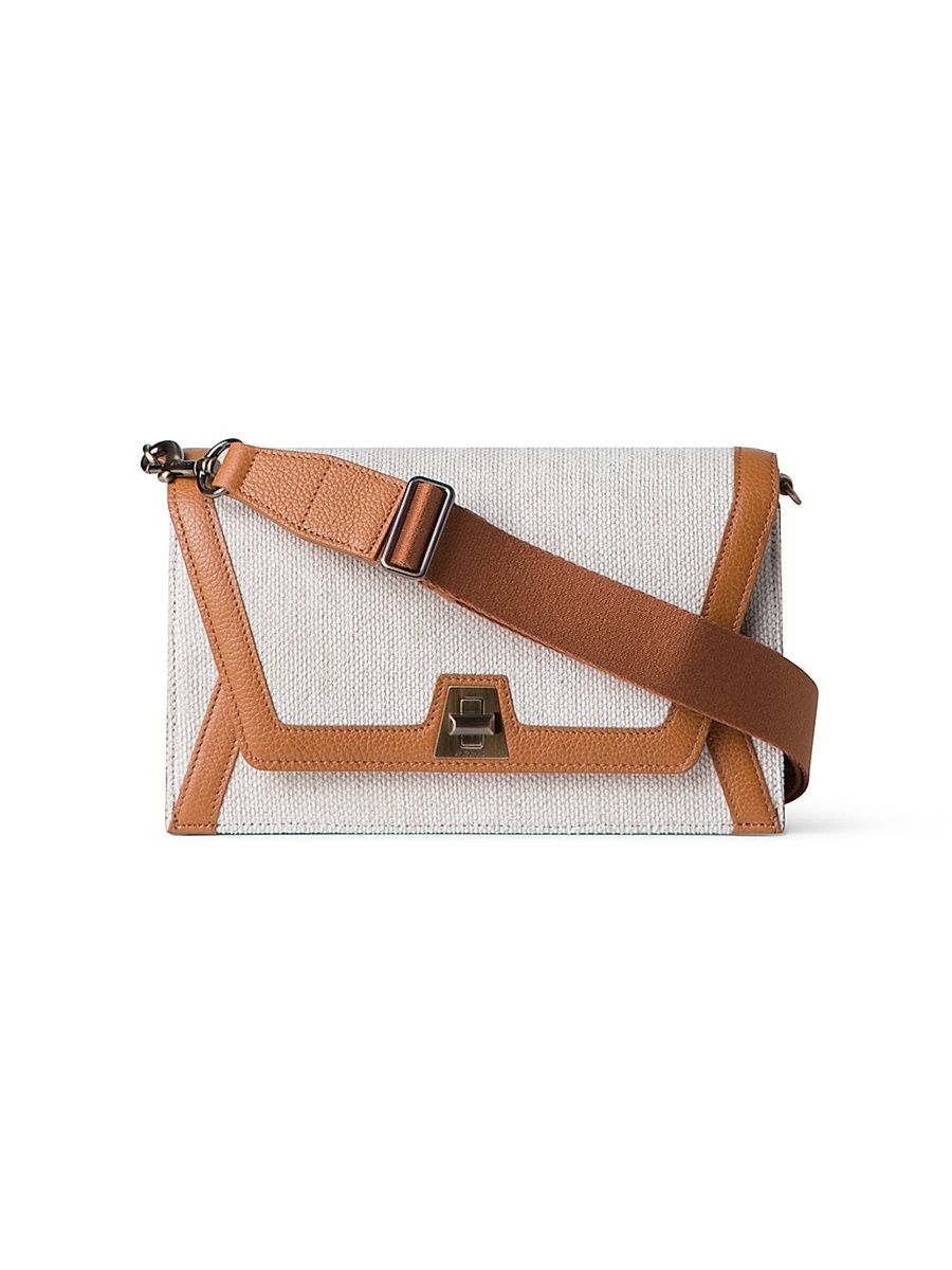 Women's Anouk City Canvas & Leather Shoulder Bag - Stucco Cuoio