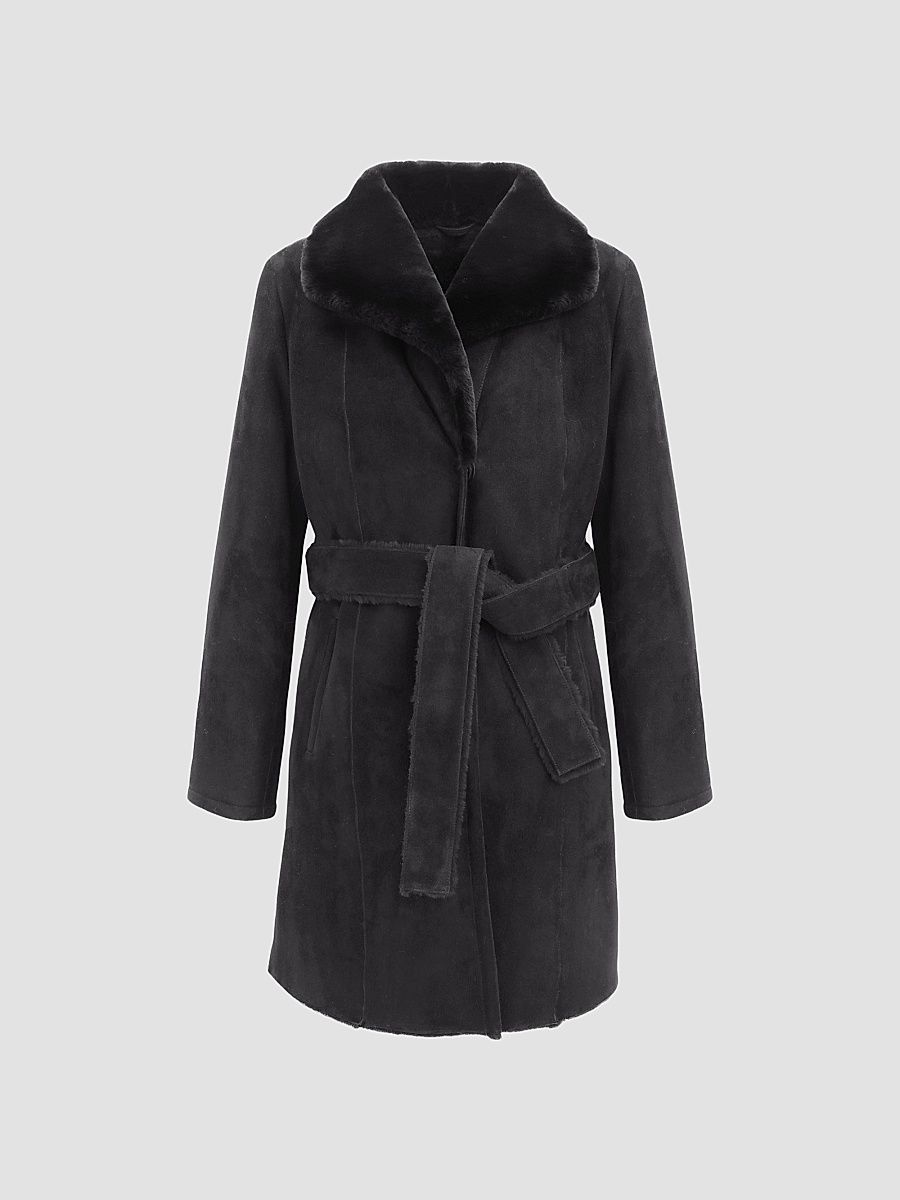 Gorski Women's Merino Shearling Lamb Stroller Coat - Black - Size XS