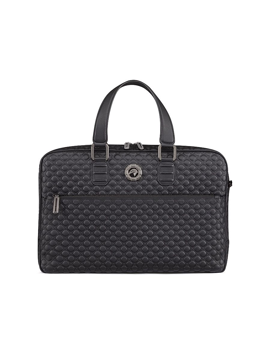 Men's Handmade Calfskin Leather Business Bag - Black