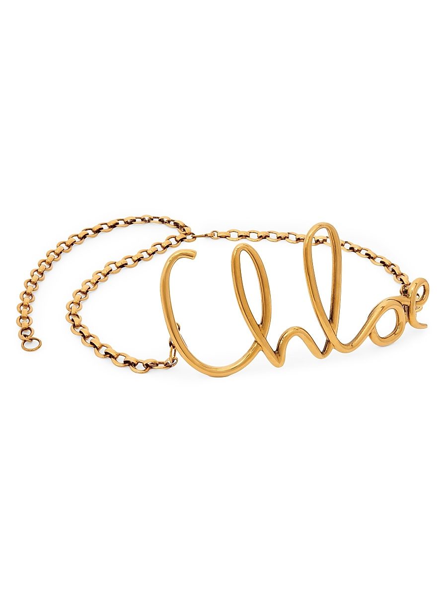Women's Script Logo Goldtone Belt - Vintage Gold