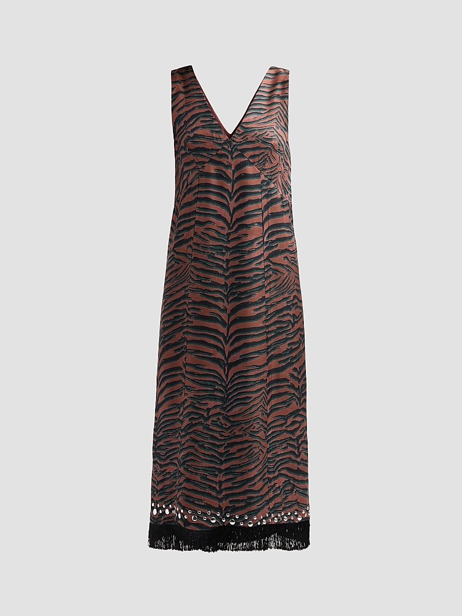 Women's Tiger-Print Embellished Midi Dress - Sierra Multi - Size 6