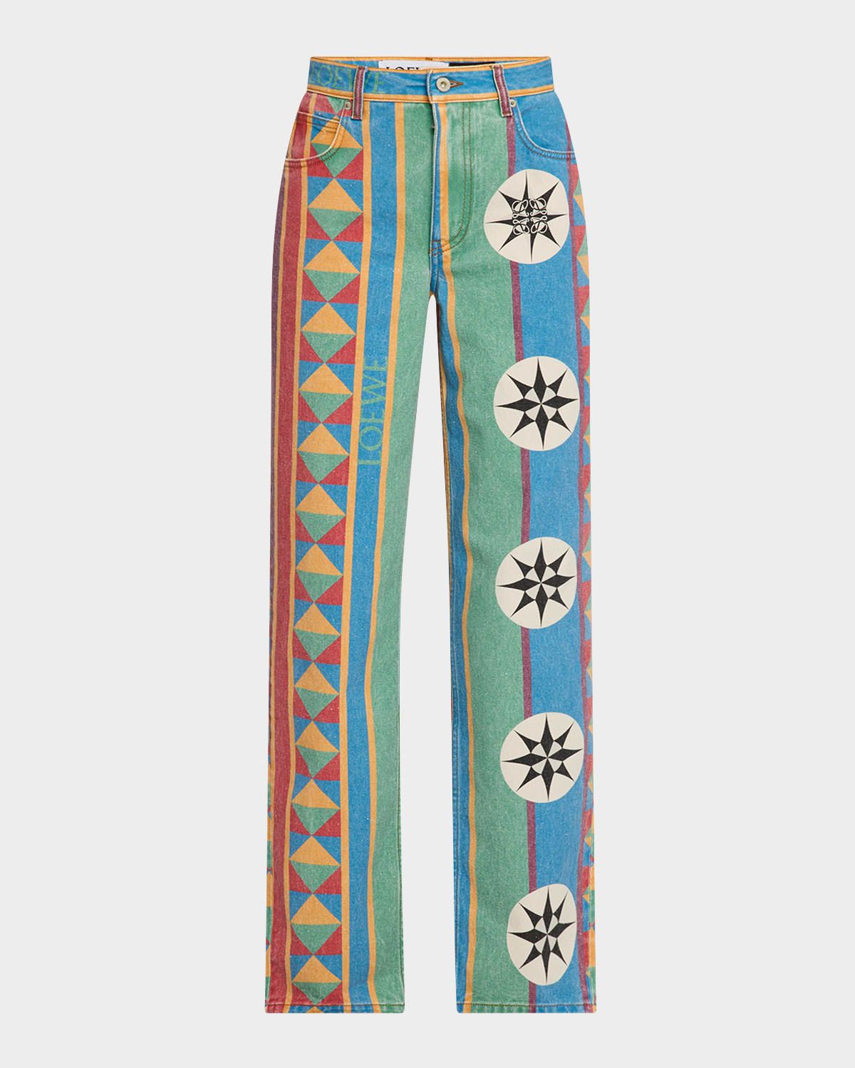 Abstract Printed Straight-Leg Jeans