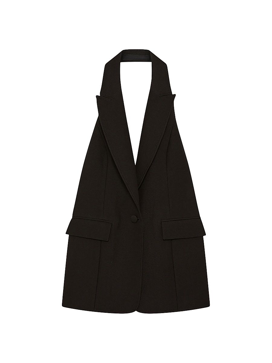 Women's Sleeveless Blazer Top - Black - Size 6