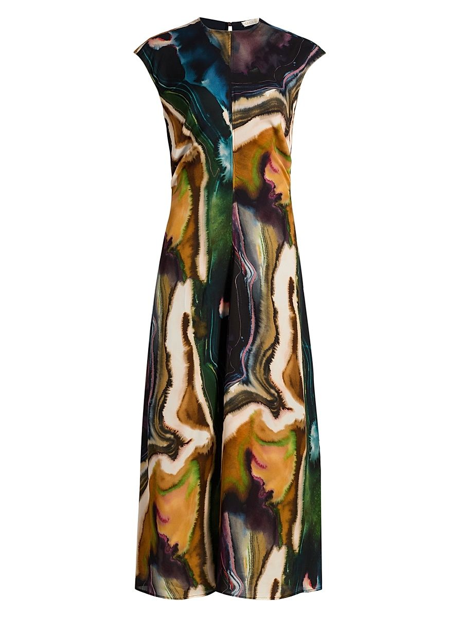 Women's Zuri Printed Cap-Sleeve Maxi Dress - Delta - Size Medium
