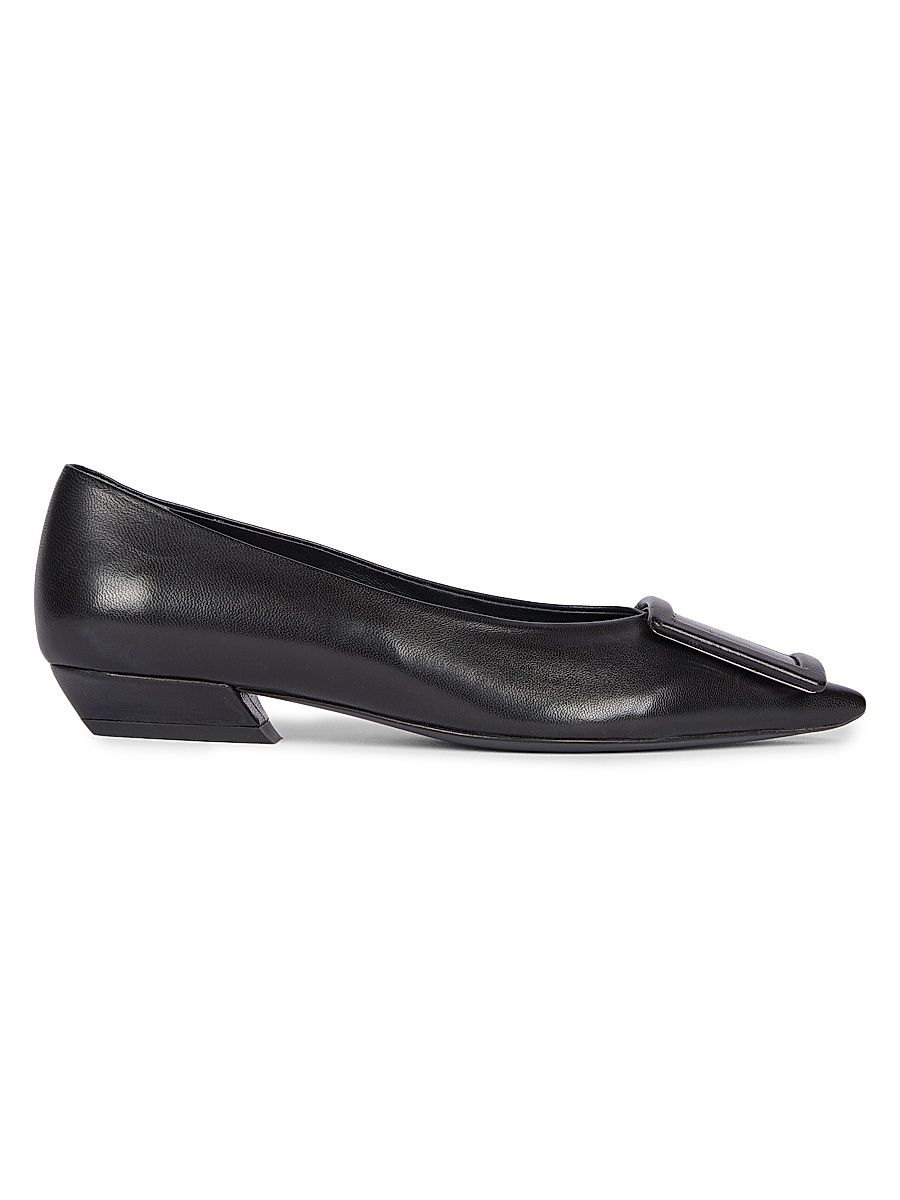 Women's Leather Ballerina Flats - Nero - Size 6