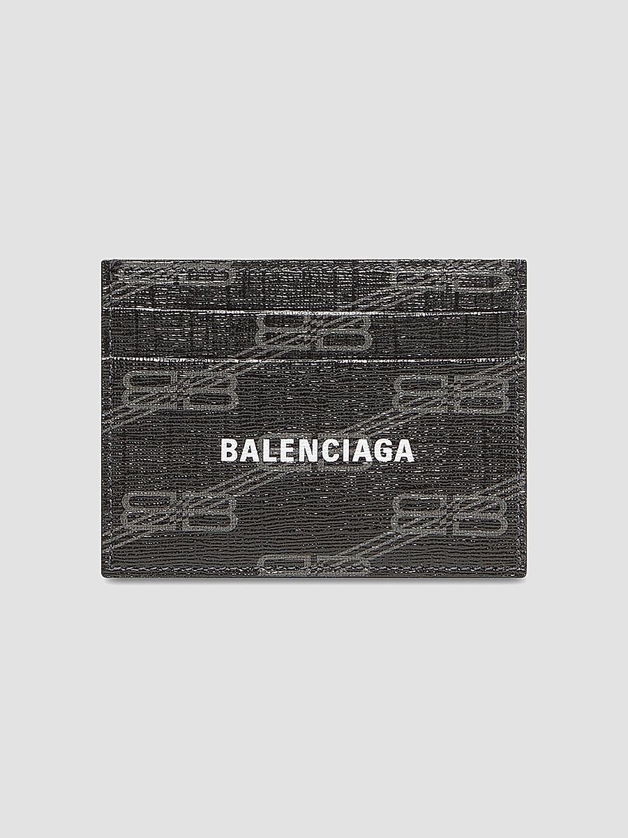 Balenciaga Men's Signature Card Holder BB Monogram Coated Canvas - Black Grey