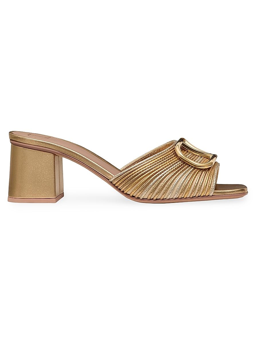 Women's Metallic VLogo Signature Slide Sandals 60MM - Gold - Size 7