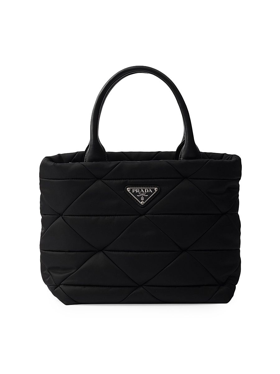 Women's Small Padded Re-Nylon Tote Bag - Black