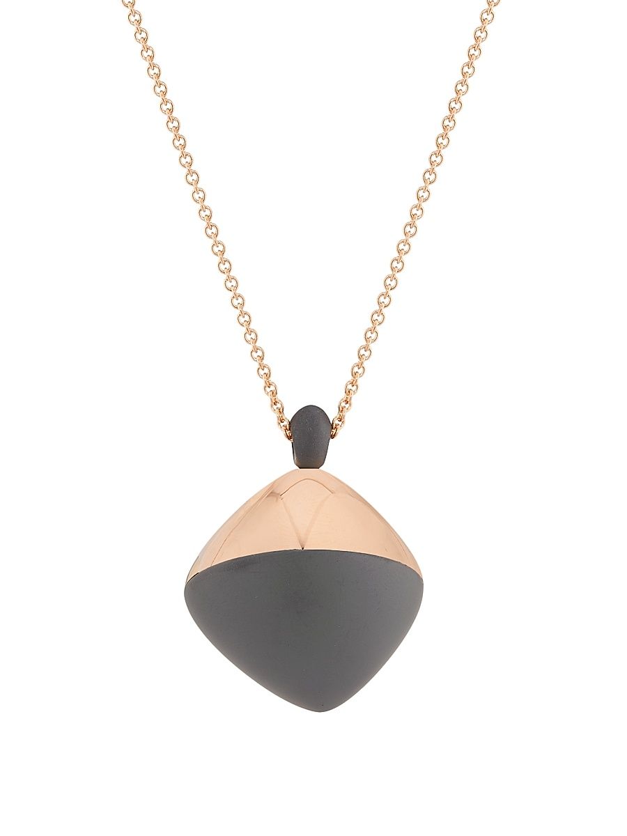 Women's Trottola 18K Rose Gold & Black Titanium Pendant Necklace - Rose Gold