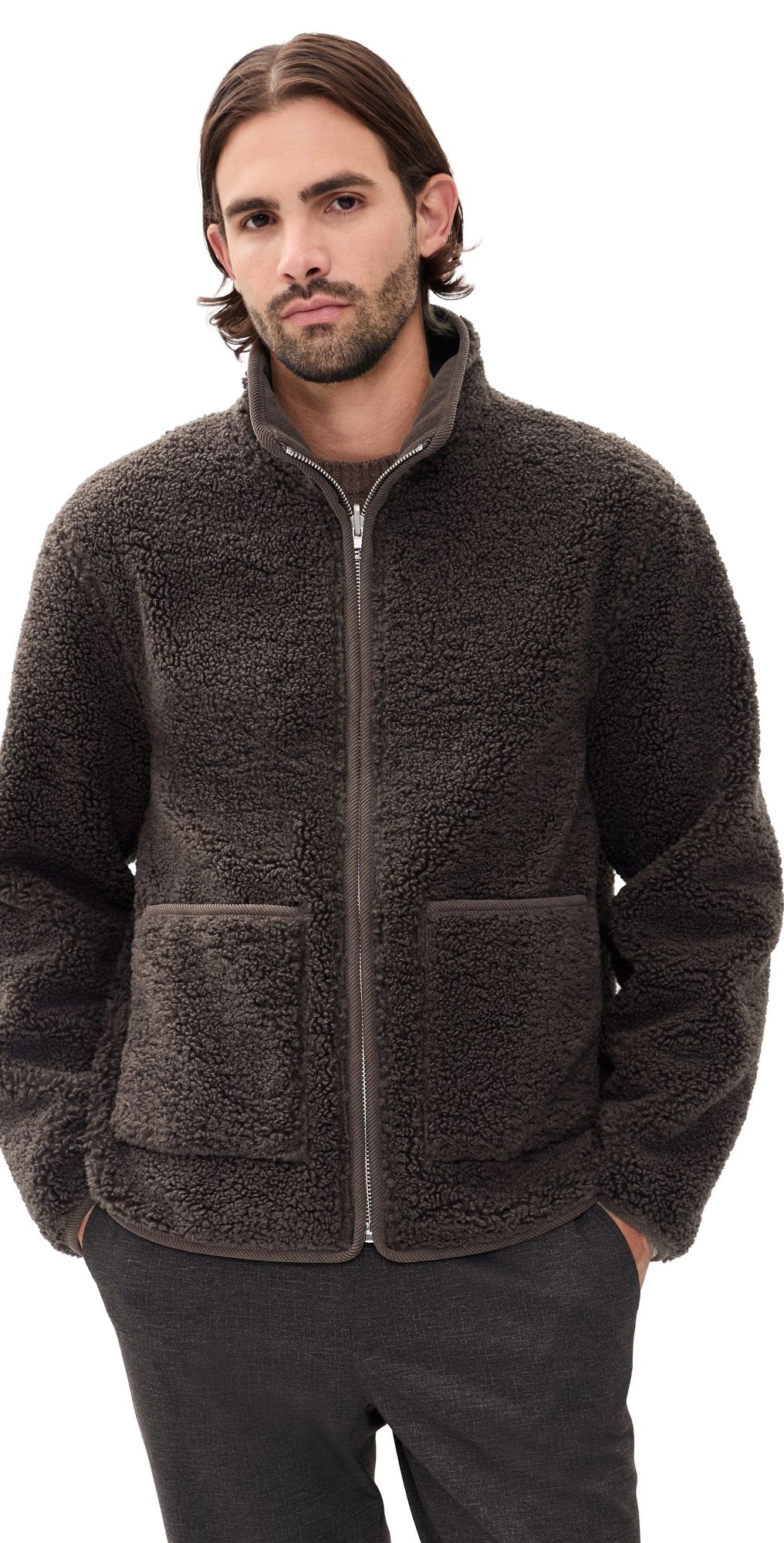 Wax London Killick Reversible Fleece Jacket Chocolate Brown L