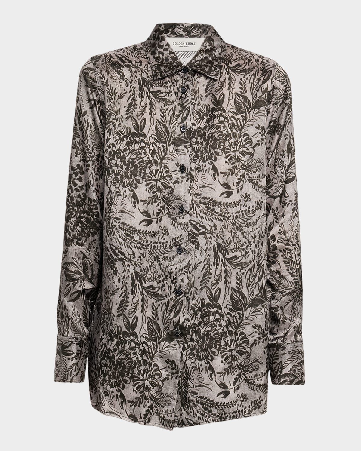 Golden Floral Viscose Twill Shirt
