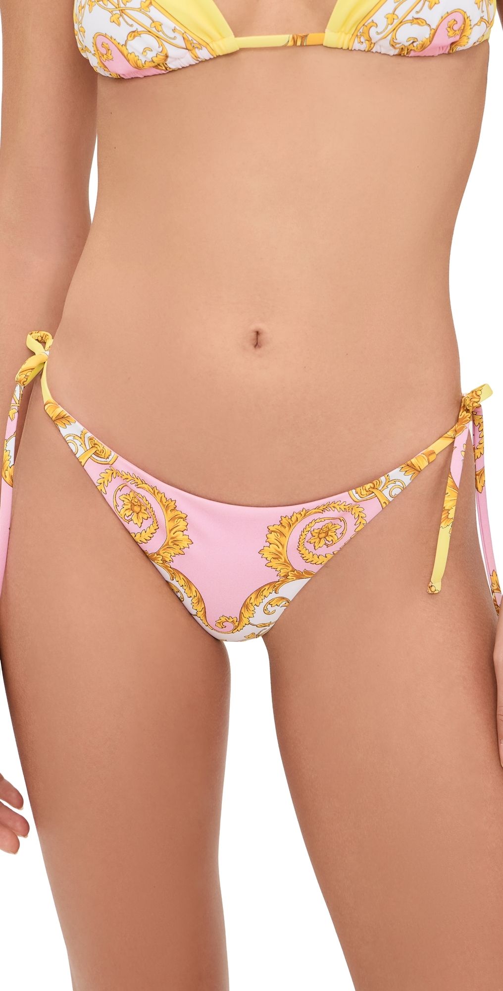 Versace Printed Recycled Lycra Swim Bottoms Pale Yellow/Rose Quartz 5