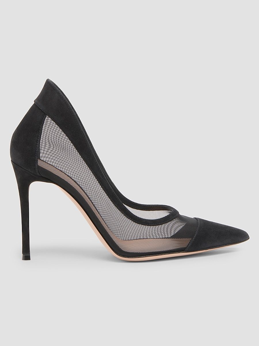 Women's 95MM Mesh & Suede Pumps - Black - Size 5