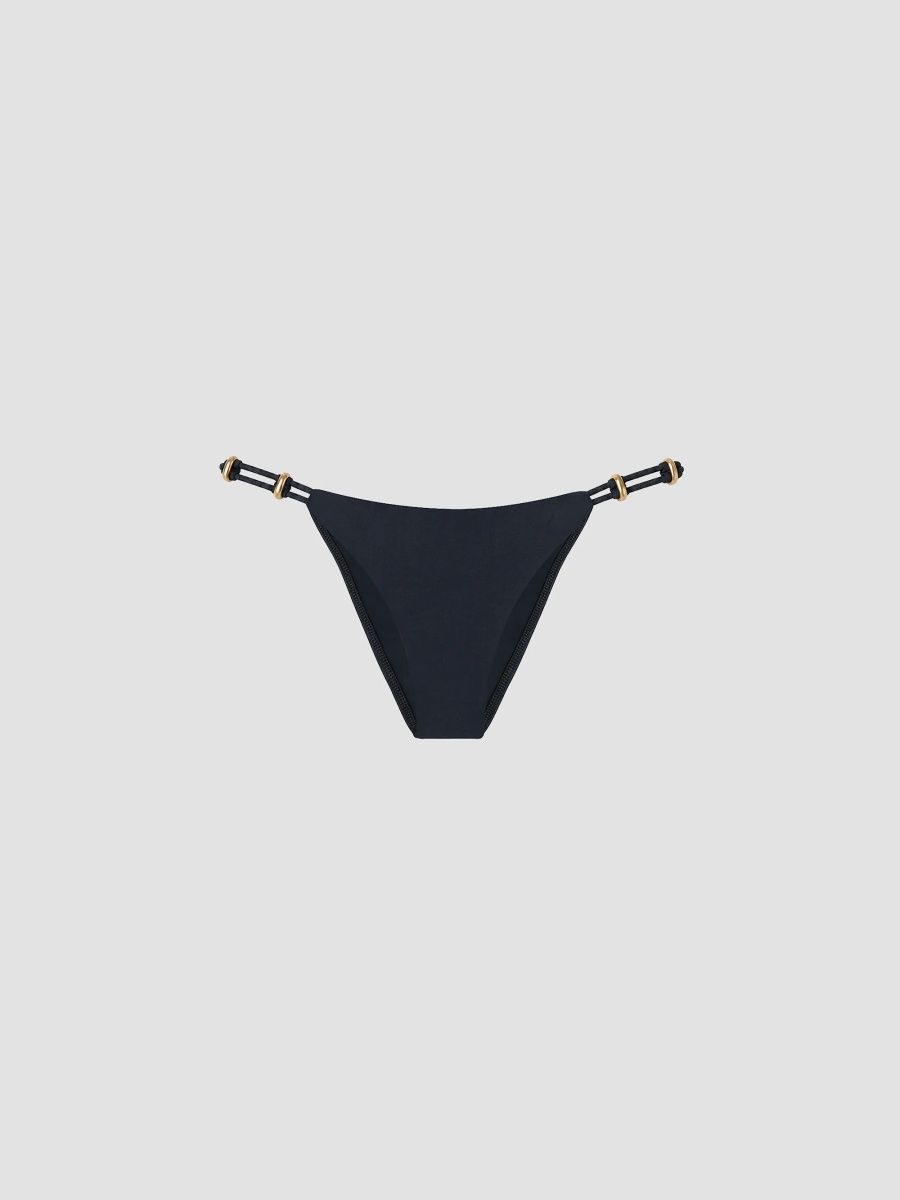 ViX by Paula Hermanny Women's Margot Beaded-Detail Bikini Bottom - Dark Blue - Size Medium